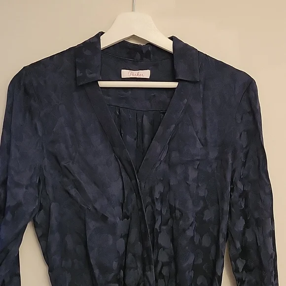 Parker | Marin Collared Wrap Midi Dress | Size 8 - Picture 5 of 9